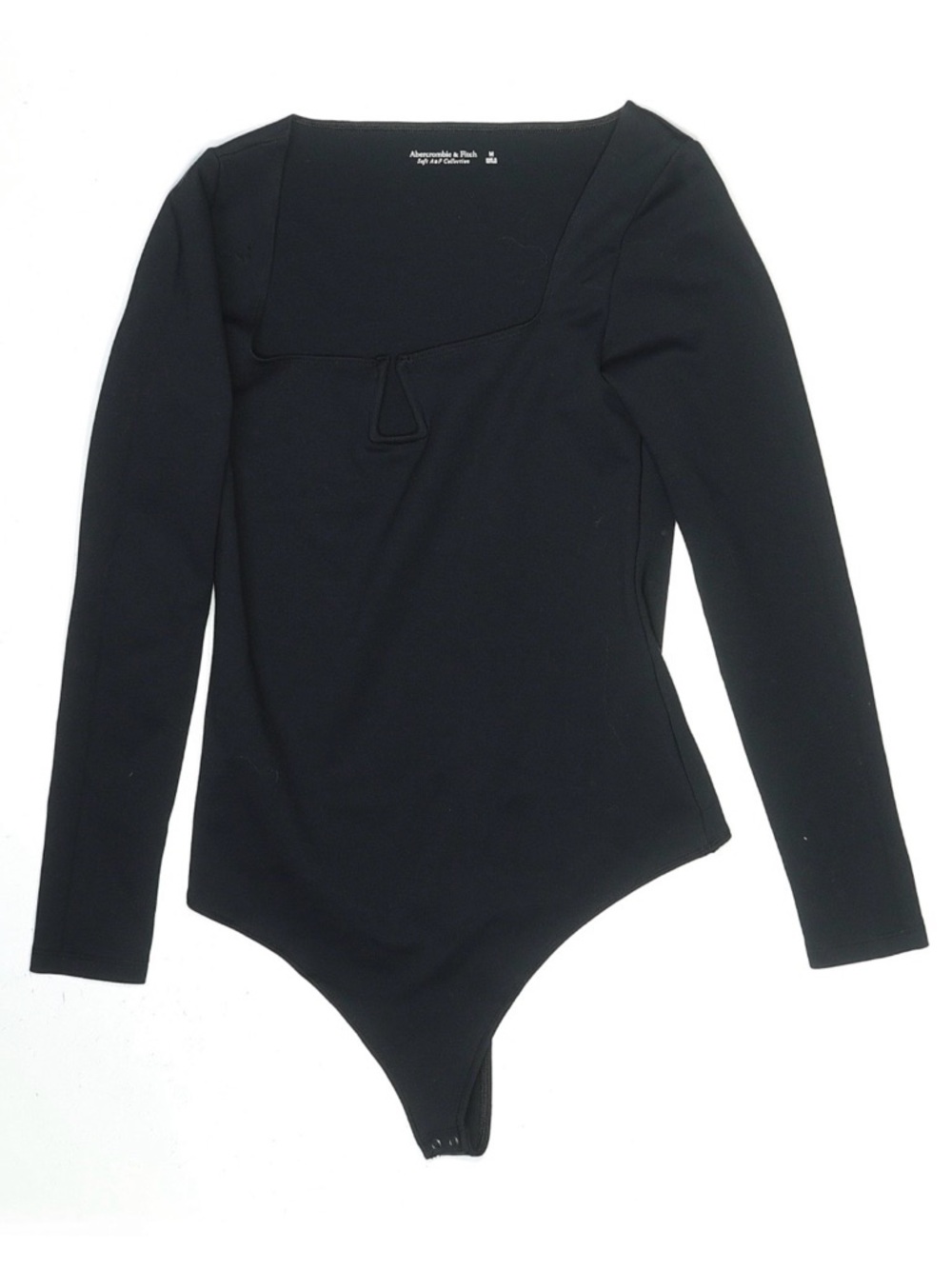 Abercrombie & Fitch Black Square Neck Long-Sleeve Bodysuit